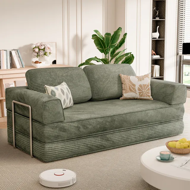 homall-sofa-4-in-1-cord-schlafsofa-gr-n-klappbar-schaum image 1