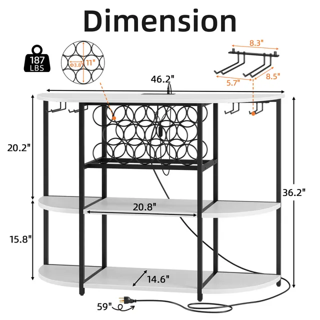 homall-shelf-bar-cabinet-weinregal-braun-mit-rgb-led image 1