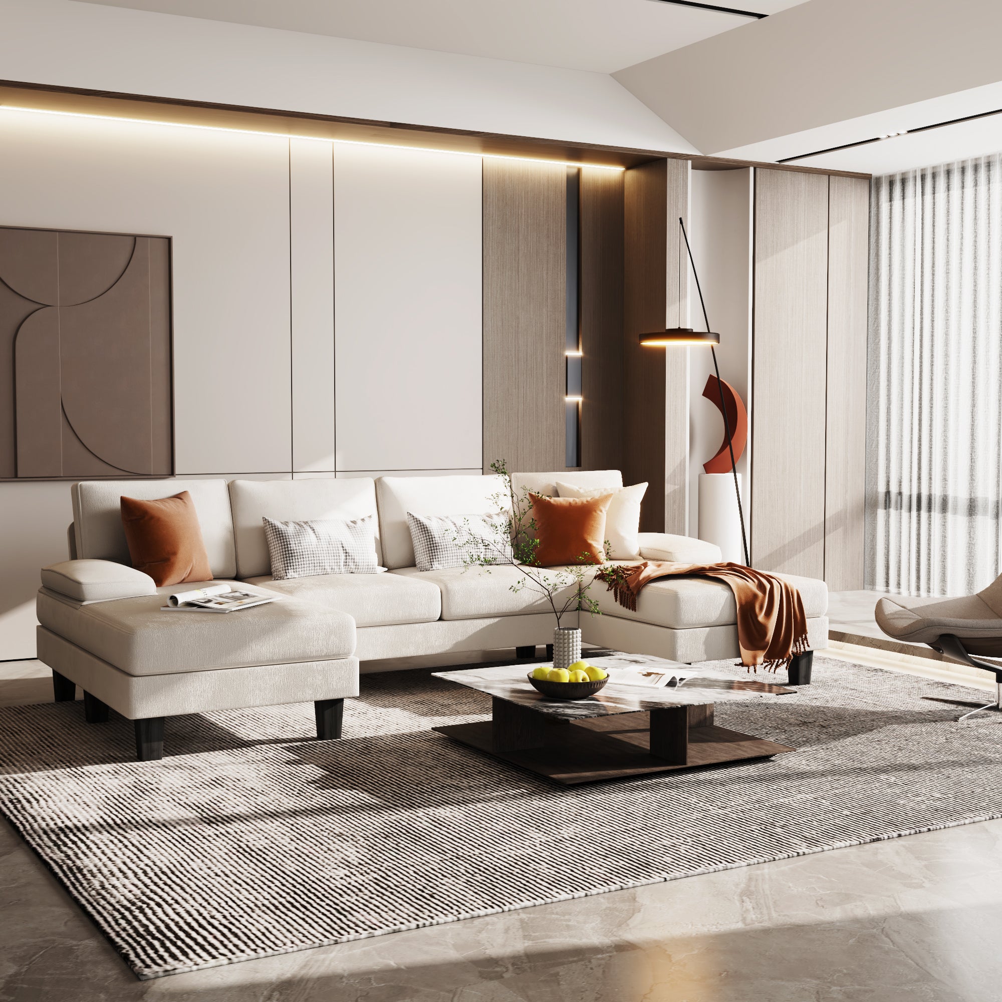 homall-sofa-u-form-ecksofa-grau-4-sitzer-mit-schlaffunktion image 3