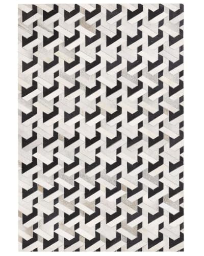 beliani-narman-teppich-kuhfell-3d-140x200-schwarz-grau image 8