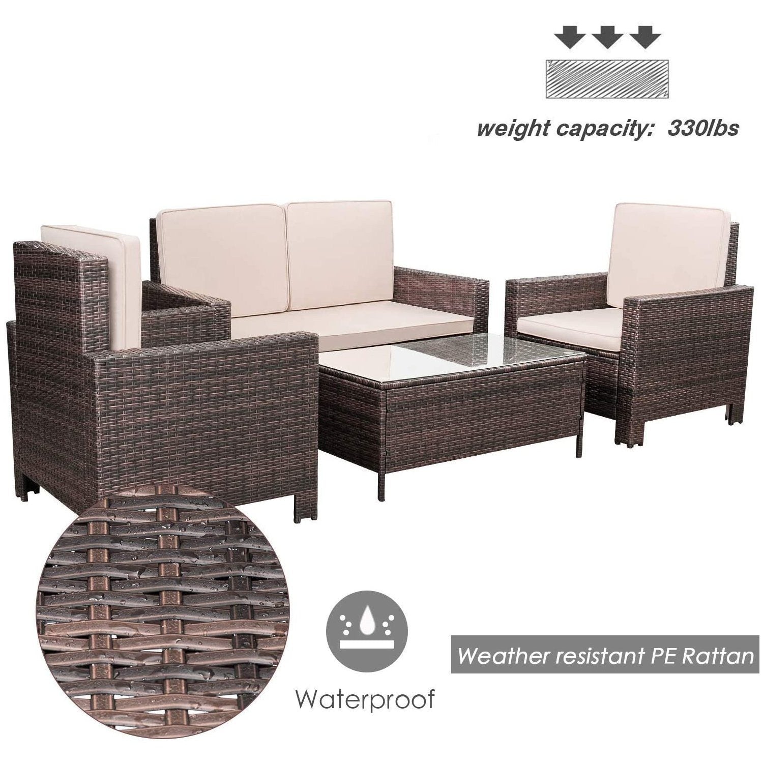 homall-sitzgruppe-rattan-4-teilig-garten-lounge-beige image 1