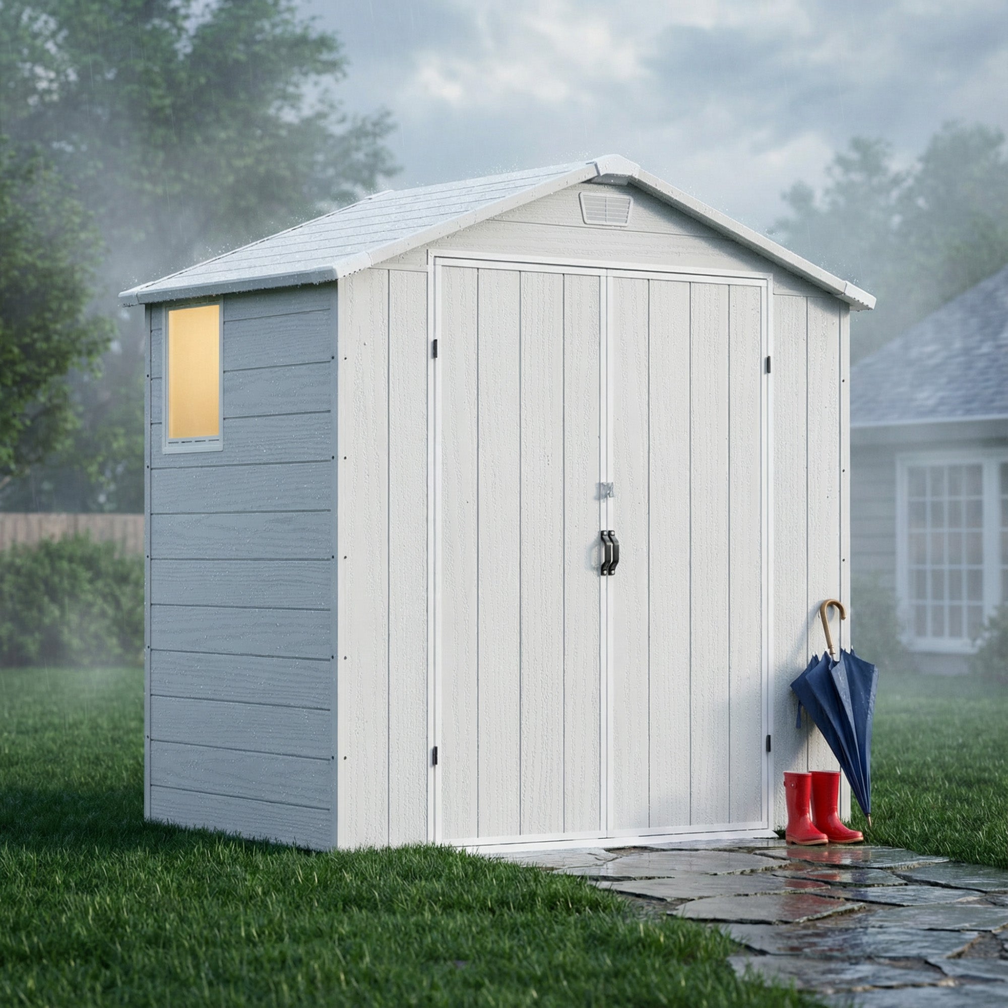 homall-metal-shed-ger-tehaus-6x4ft-hellgrau-holzoptik-fenster image 5