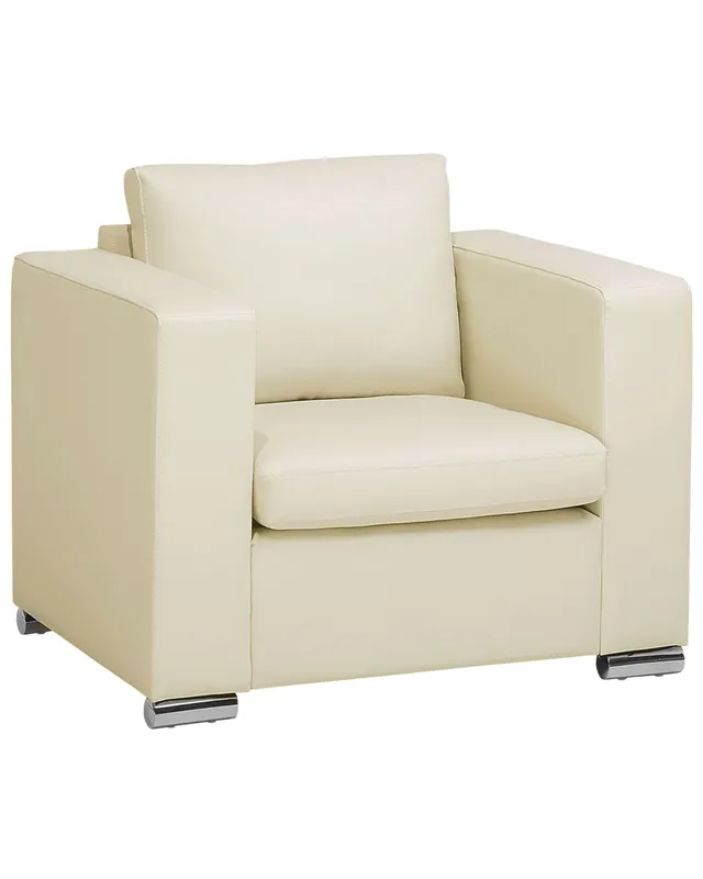 beliani-helsinki-sessel-hellbeige-echtleder-edelstahl-modern image 1