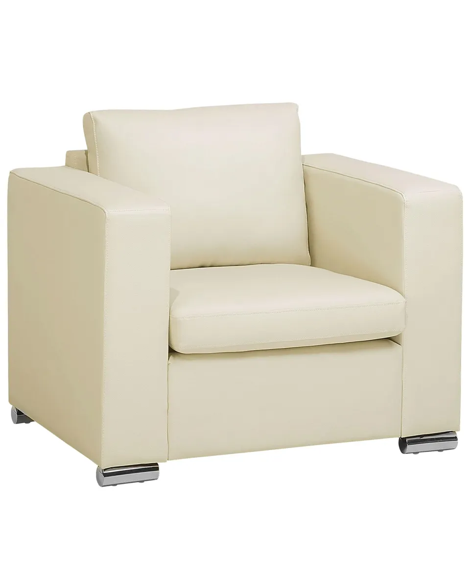 beliani-helsinki-sessel-hellbeige-echtleder-edelstahl-modern image 1
