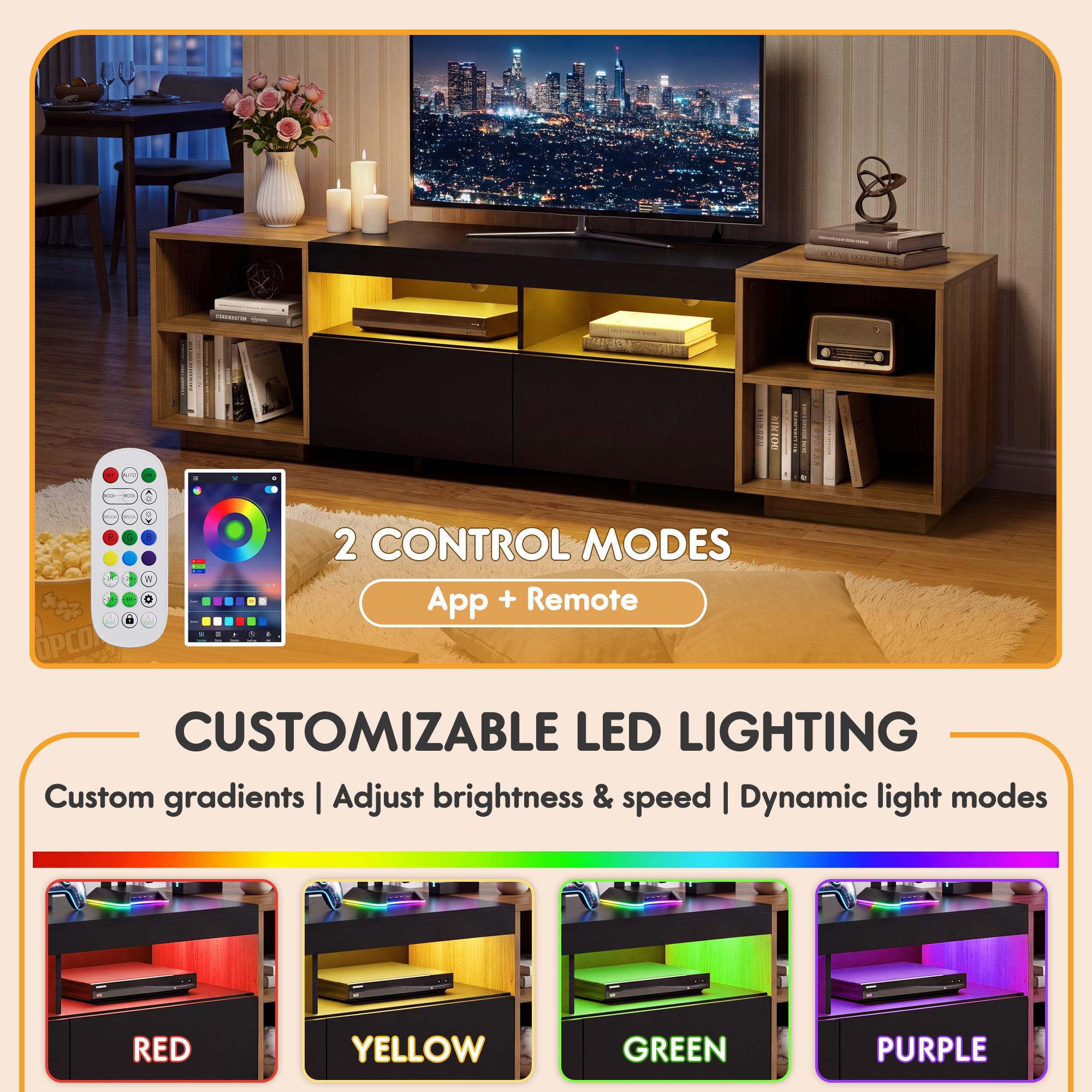 homall-tv-stand-lowboard-178-cm-f-r-75-zoll-mit-led-schwarz image 4