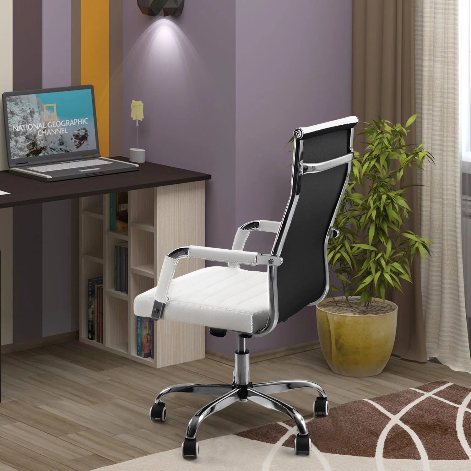 homall-office-leather-chair-b-rostuhl-kunstleder-schwarz-h-henverst image 2