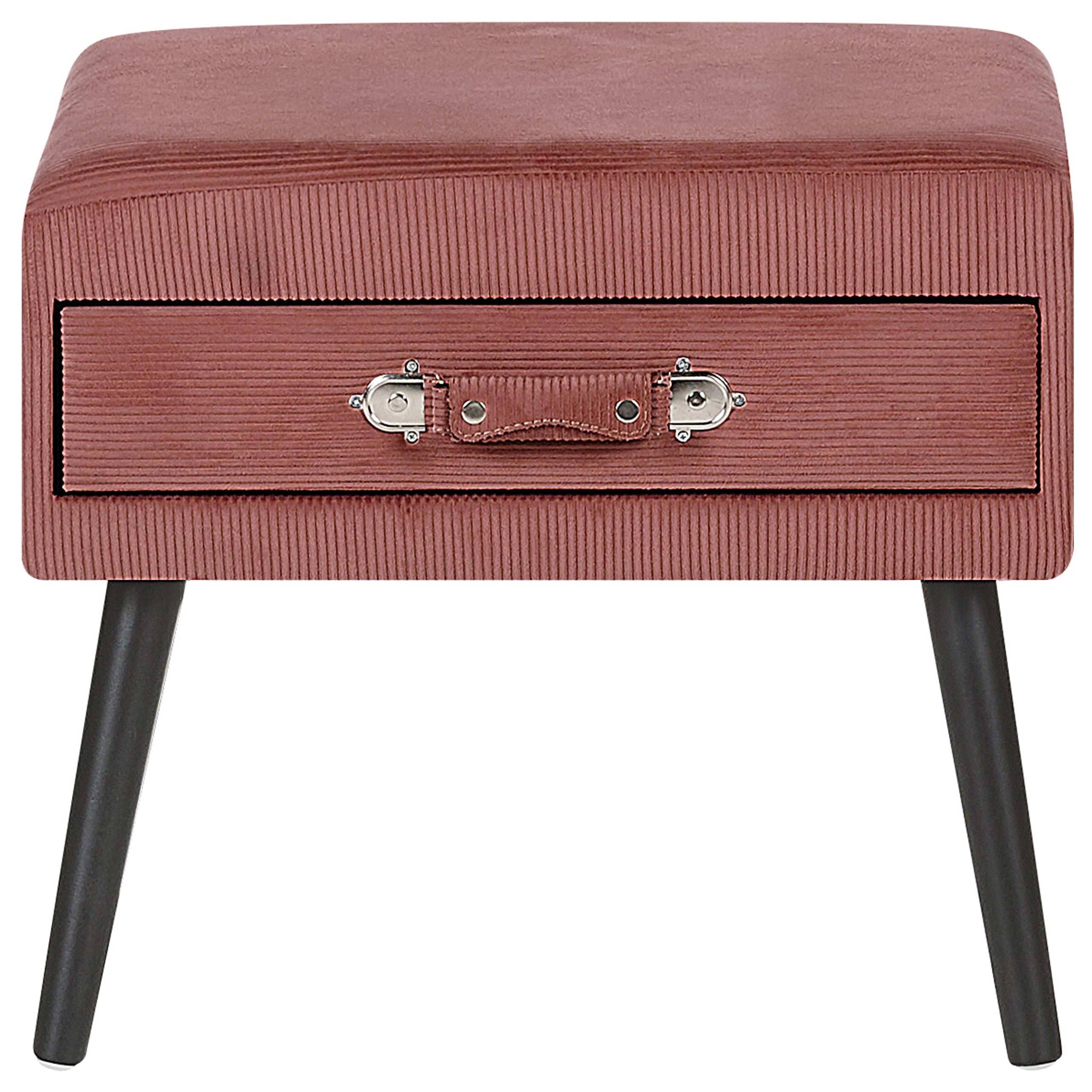 beliani-eurostar-nachttisch-rosa-samt-1-schublade-koffer-optik image 6