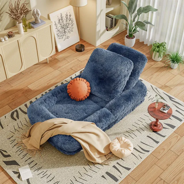 homall-recliner-chair-bodensofa-grau-faltbar-mit-kissen image 1