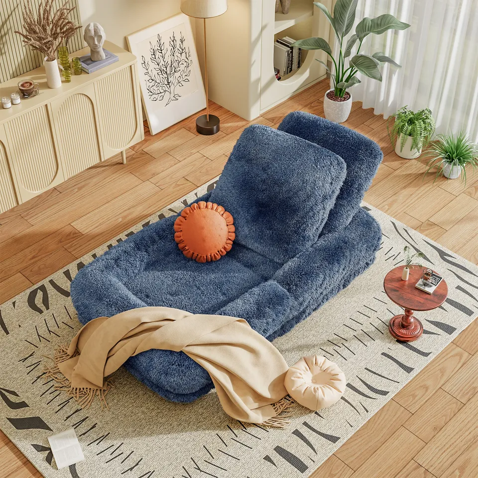 homall-recliner-chair-bodensofa-grau-faltbar-mit-kissen image 1