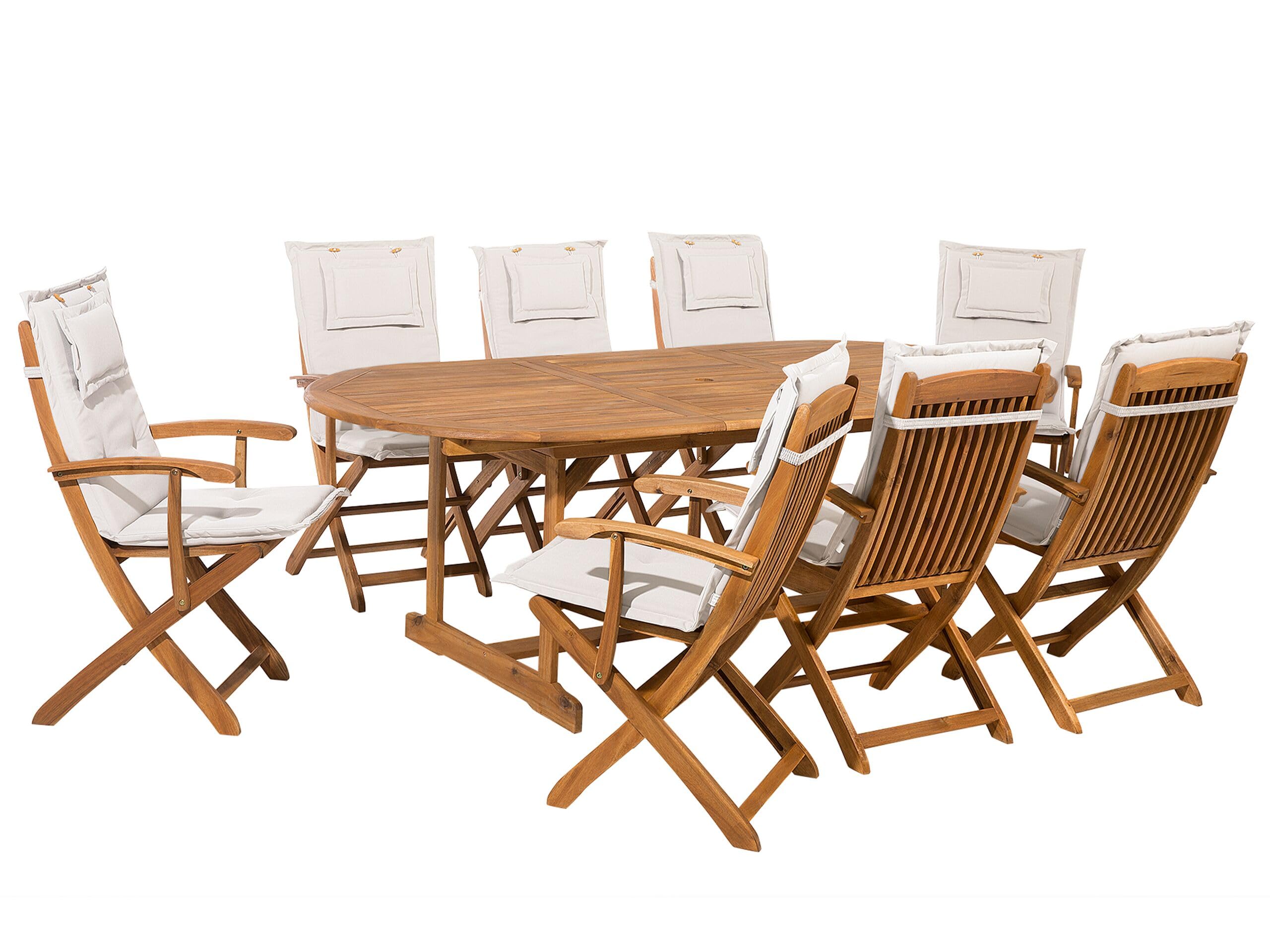 beliani-maui-gartenset-akazie-8-sitzer-ausziehtisch-cremewei image 1