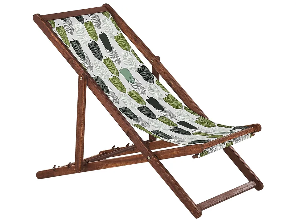beliani-anzio-liegestuhl-2er-set-dunkelbraun-bl-ttermotiv-verstellbar image 1