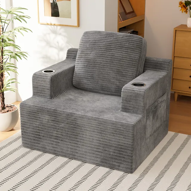 homall-sofa-sitzsack-sessel-cord-rosa-einsitzer-mit-getr-nkehalter image 1
