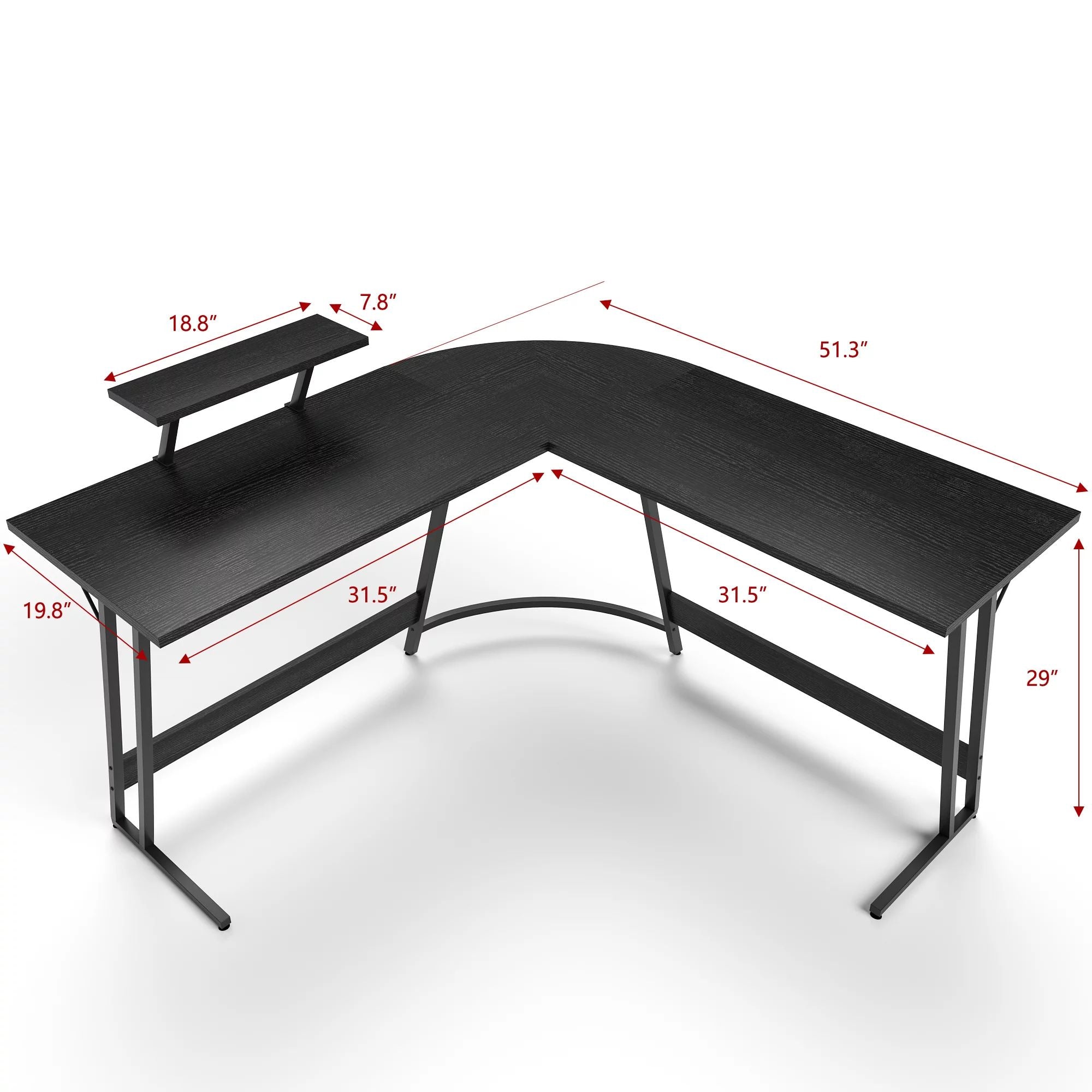 homall-gaming-desk-l-form-eckschreibtisch-schwarz-51-zoll image 3