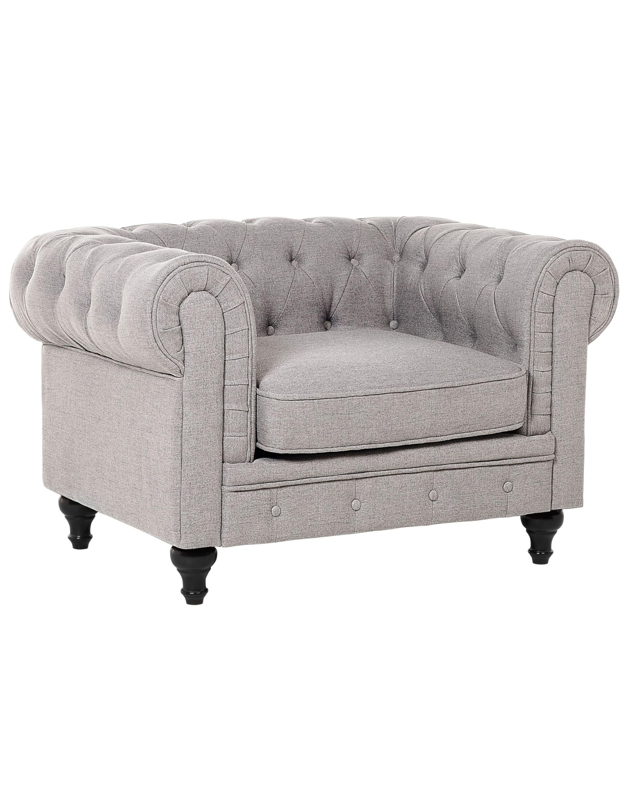 beliani-chesterfield-sessel-stoff-hellgrau-englischer-stil image 1