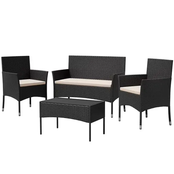 homall-patio-furniture-4-tlg-rattan-lounge-set-braun-beige image 1