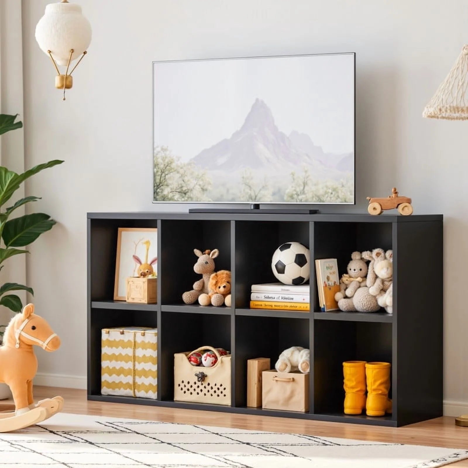 homall-bookcase-b-cherregal-schwarz-8-f-cher-f-rs-wohnzimmer image 3