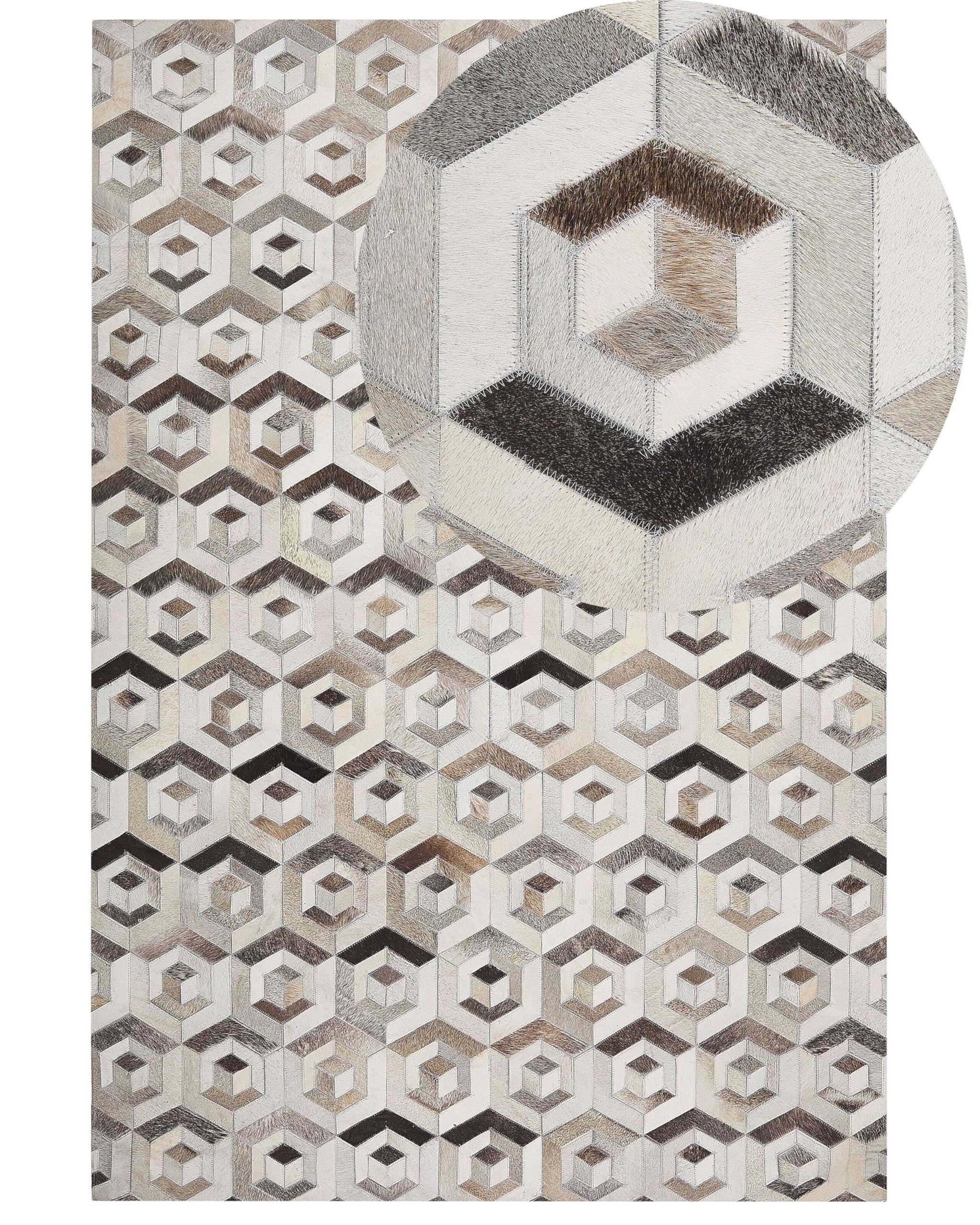 beliani-tavak-leder-teppich-140x200-cm-beige-braun-patchwork image 1
