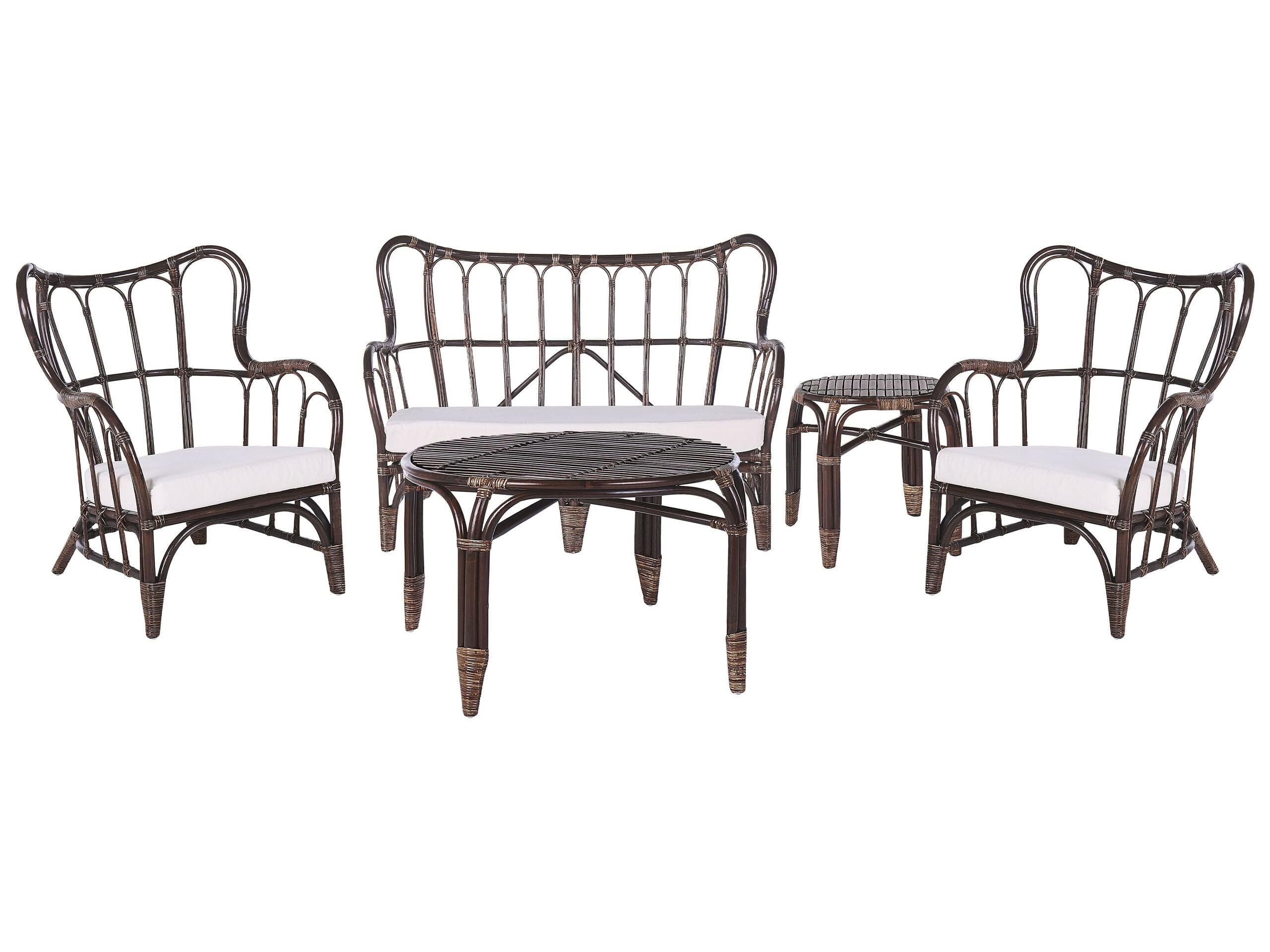 beliani-brindisi-lounge-set-rattan-4-sitzer-dunkelbraun-beige image 1