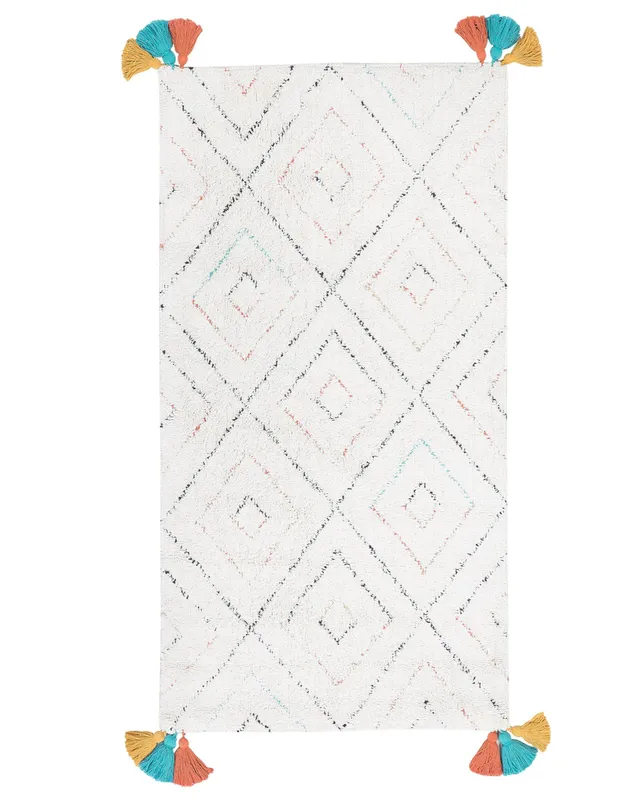 beliani-kartal-baumwollteppich-80x150-wei-fransen image 1
