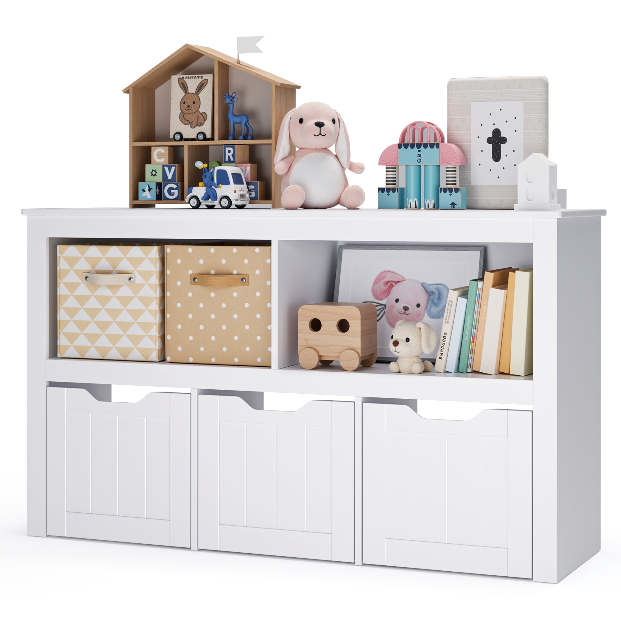 bealife-ap104-spielzeugschrank-wei-mit-schubladen-rollen image 1