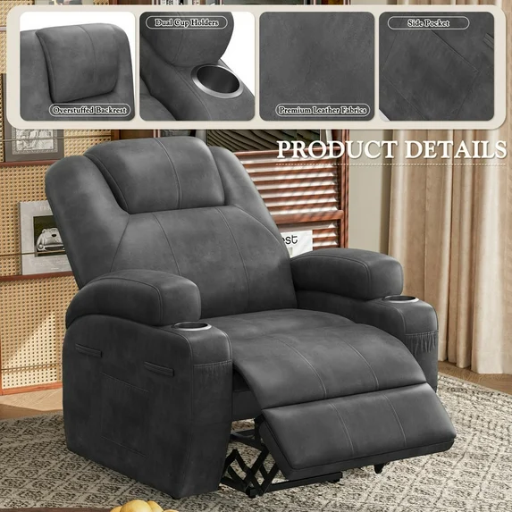 homall-recliner-chair-fernsehsessel-grau-massage-aufstehhilfe image 6