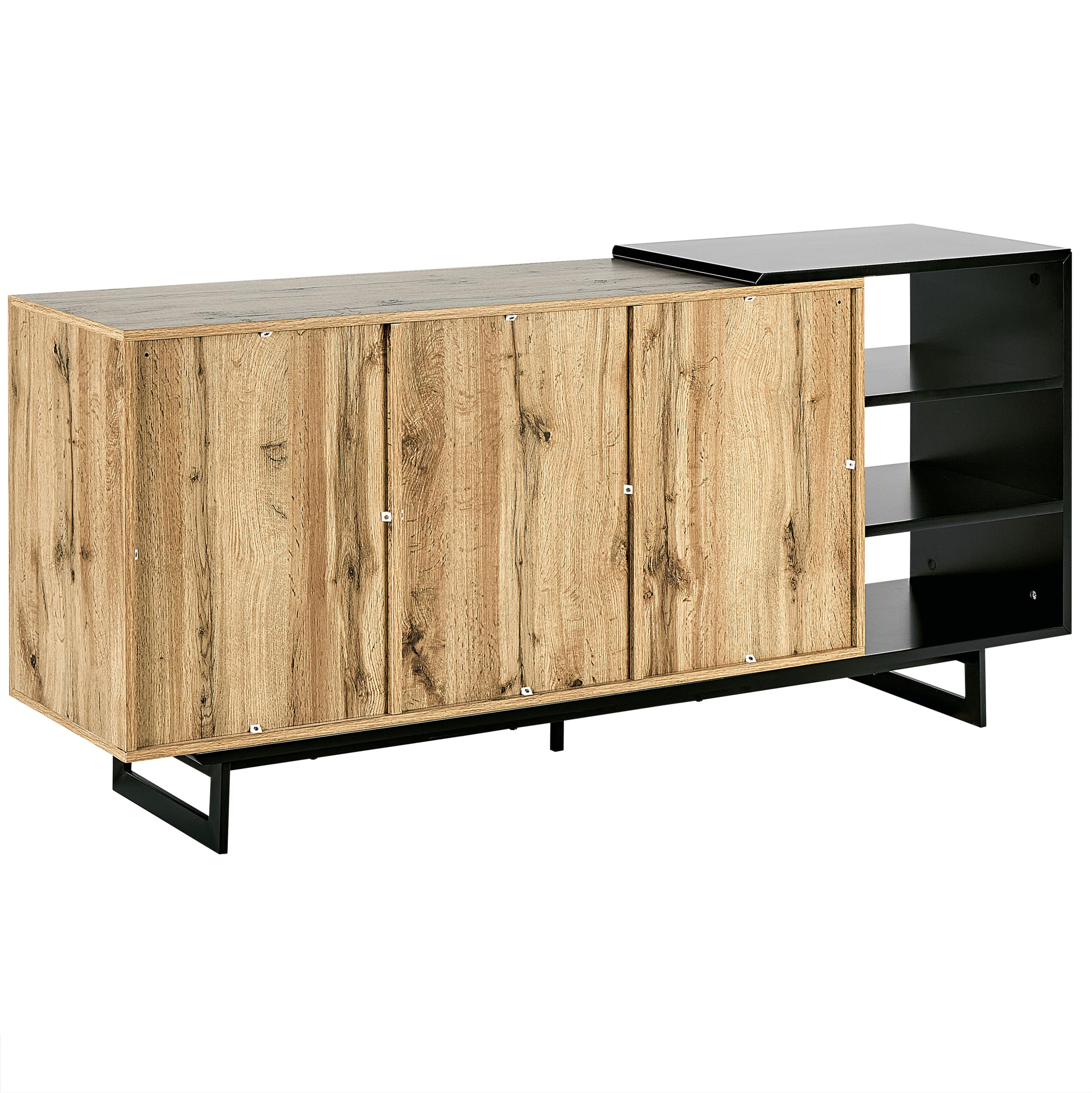 beliani-fiora-sideboard-holz-hell-schwarz-160cm-mit-schubladen image 7