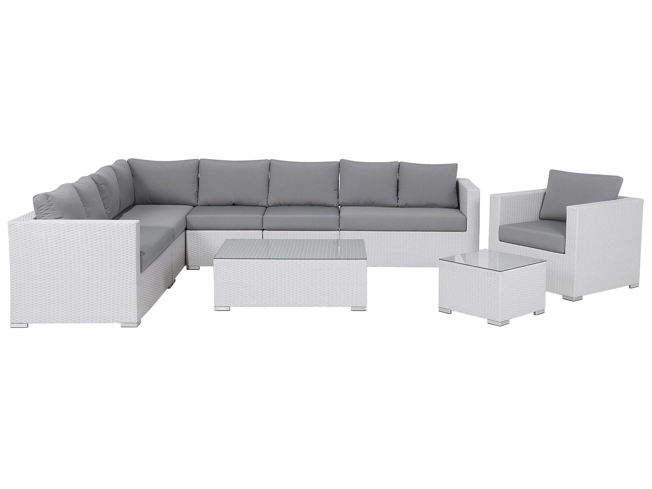beliani-gartenset-polyrattan-lounge-wei-grau-xxl-8-sitzer-modular image 1