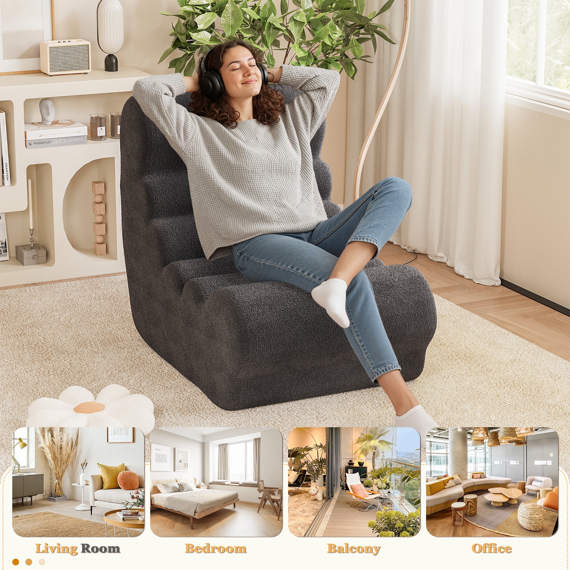 homall-sofa-teddy-sitzsack-sessel-pl-sch-grau image 6