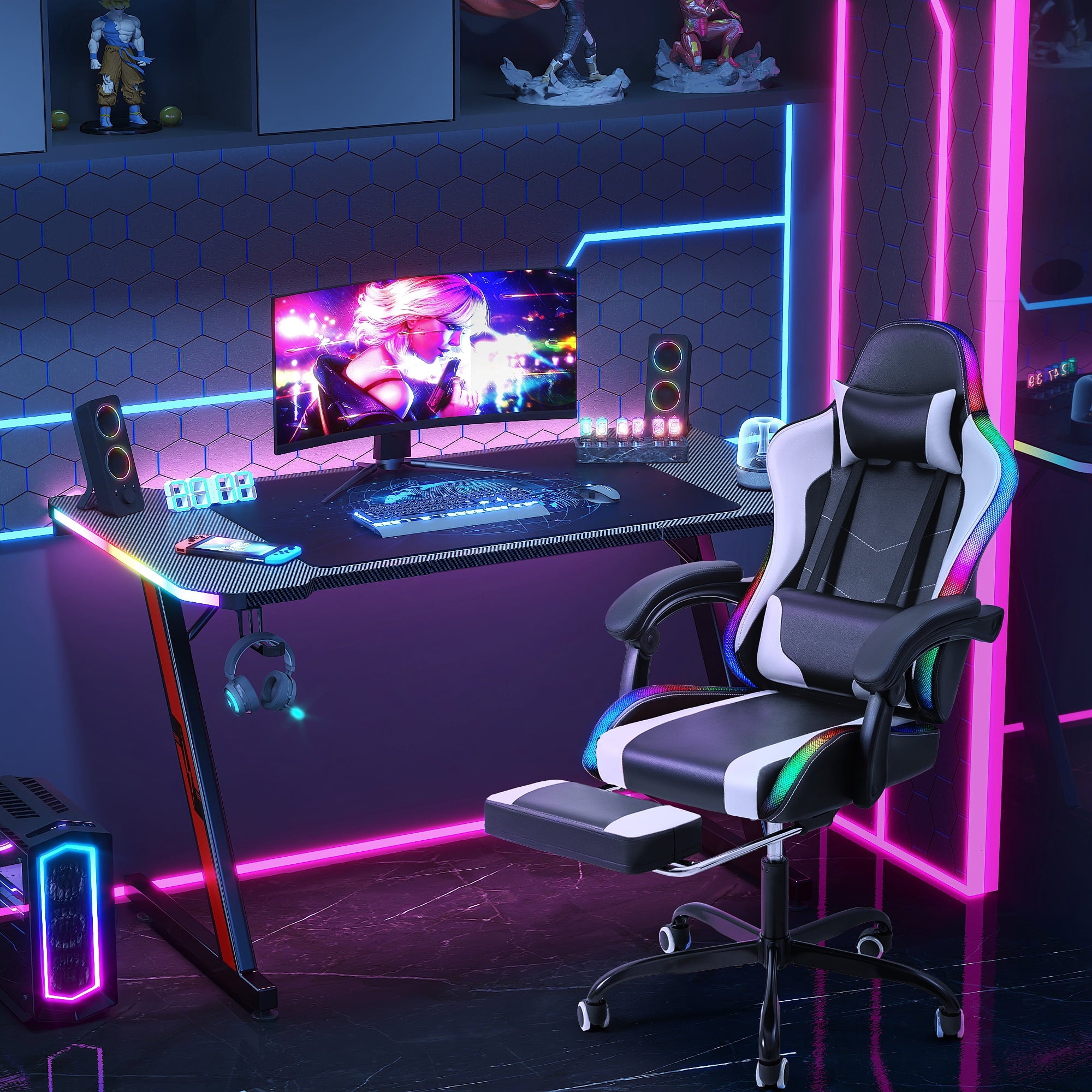 homall-gaming-desk-rgb-gaming-tisch-set-schwarz-mit-stuhl image 4