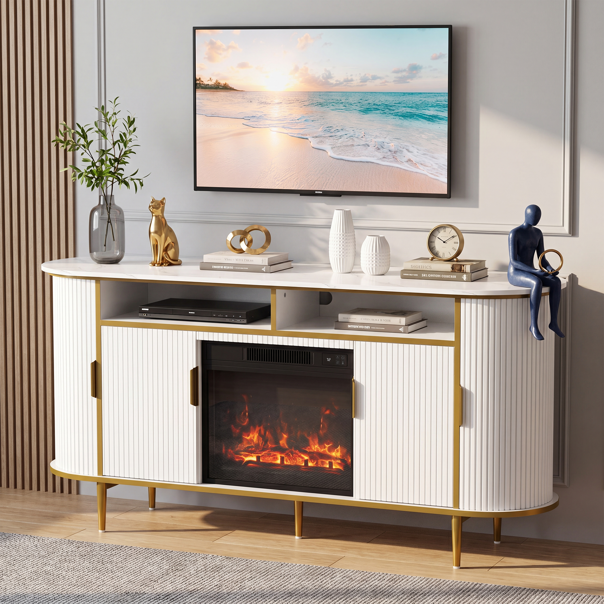 homall-tv-stand-68-lowboard-elektrokamin-wei image 2