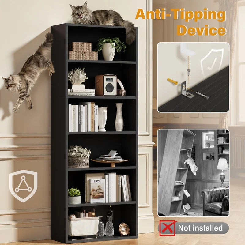 homall-bookcase-b-cherregal-beige-6-f-cher-standregal-holz image 4