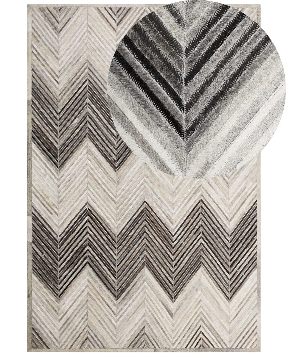 beliani-aytepe-teppich-140-x-200-cm-grau-echtleder image 1
