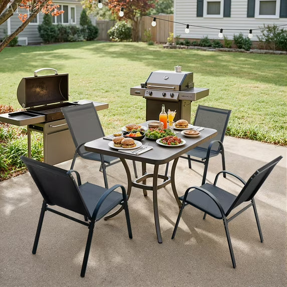 homall-metal-chair-gartensessel-4er-set-teddy-black-textilene image 2