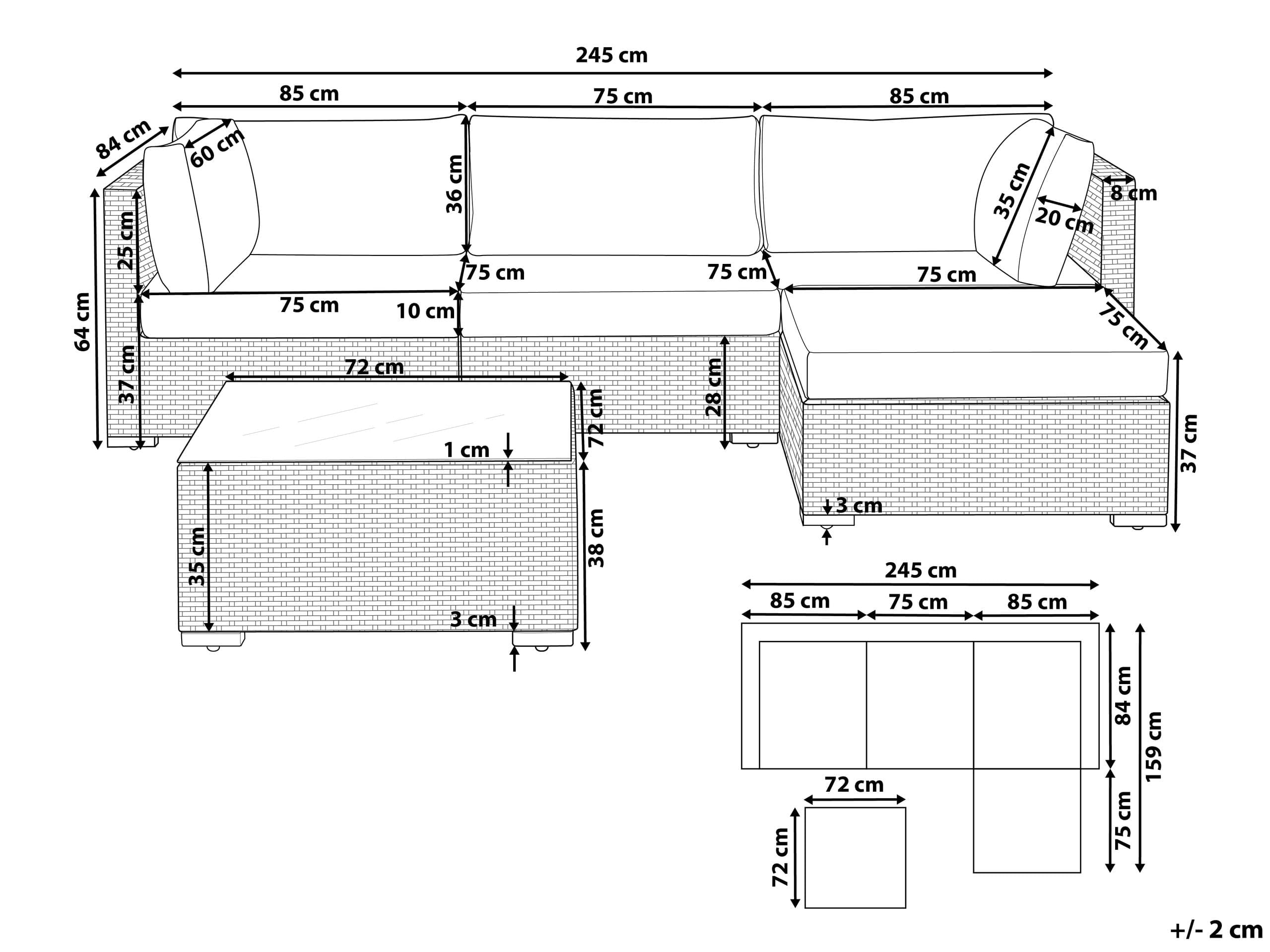 beliani-sano-ii-loungeset-rattan-hellgrau-links-4-personen image 3