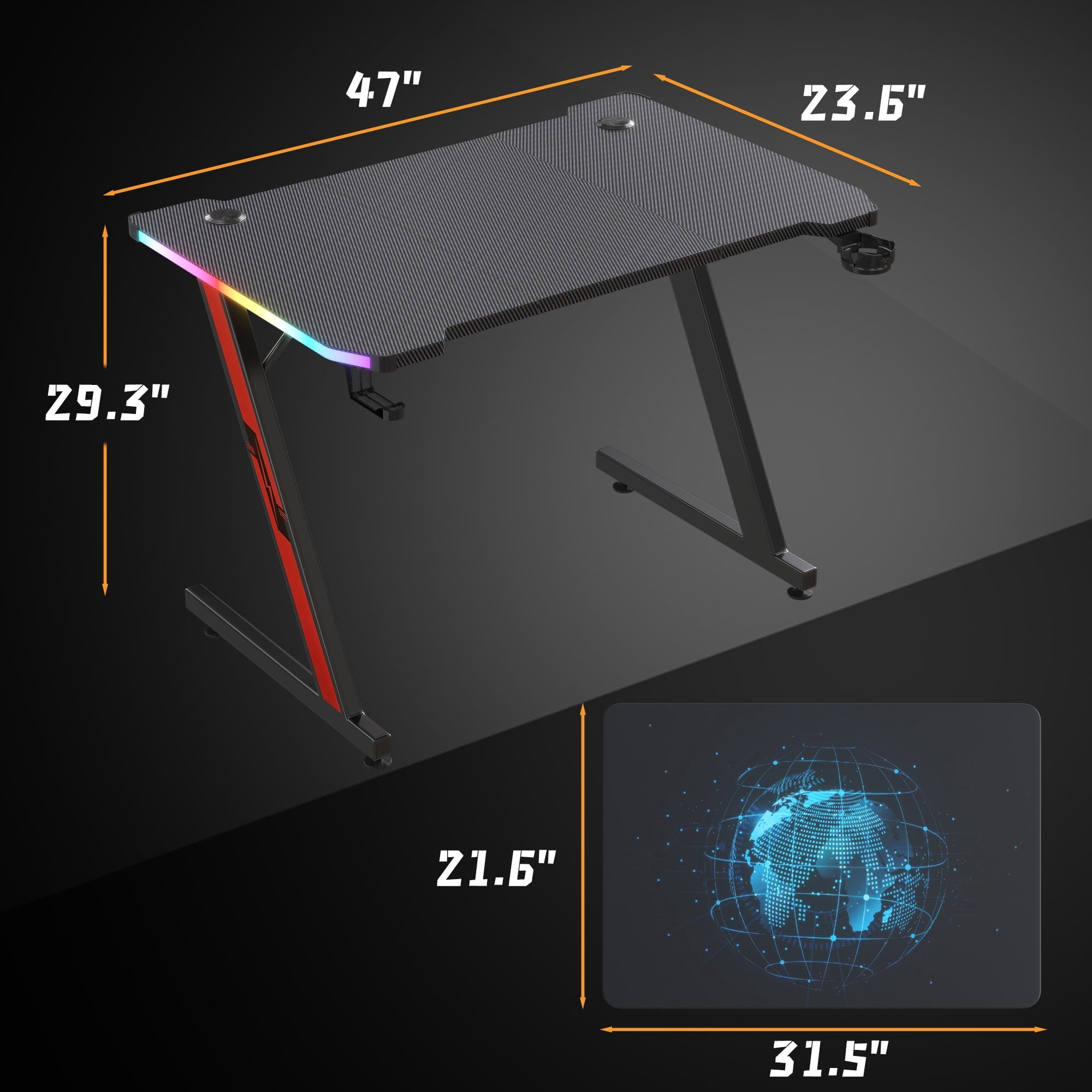 homall-gaming-desk-schreibtisch-rgb-carbon-schwarz-140-cm image 8