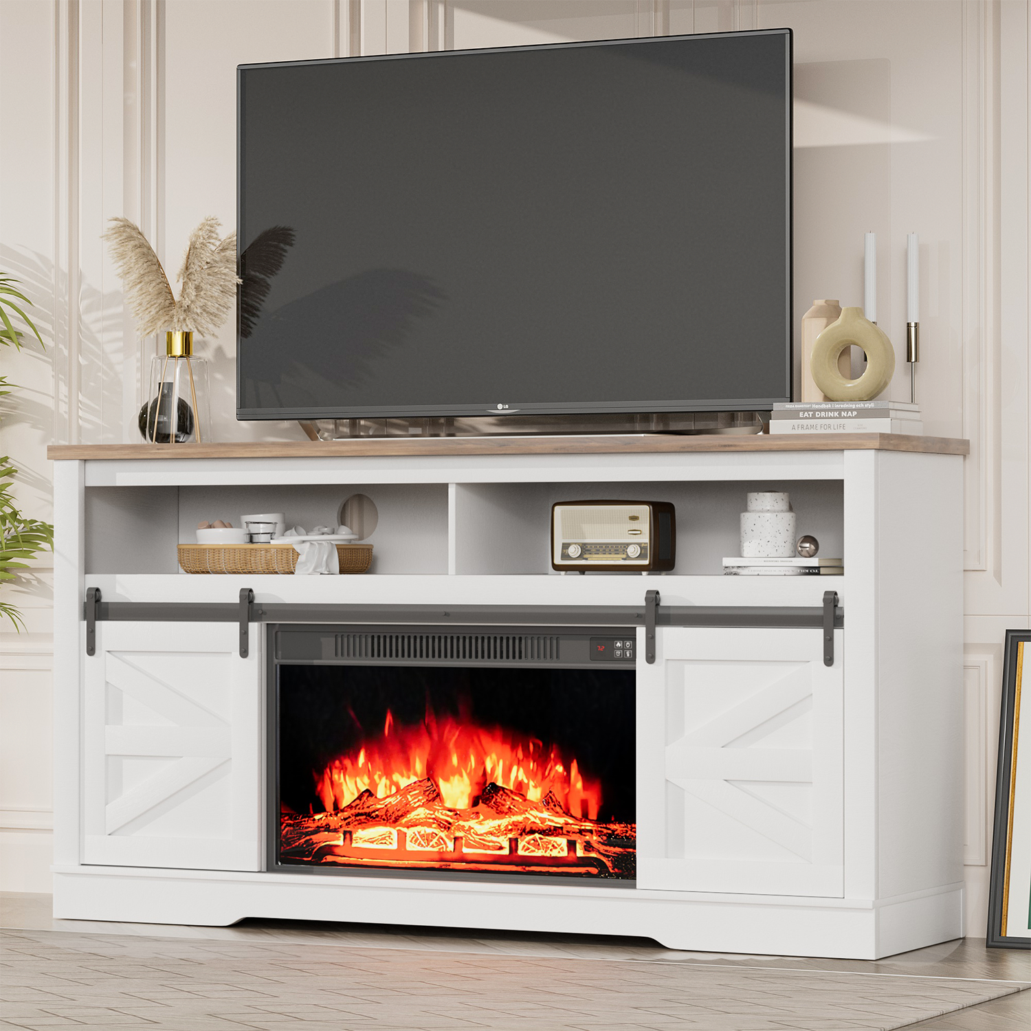 homall-tv-stand-lowboard-mit-elektrokamin-wei-65-zoll image 2