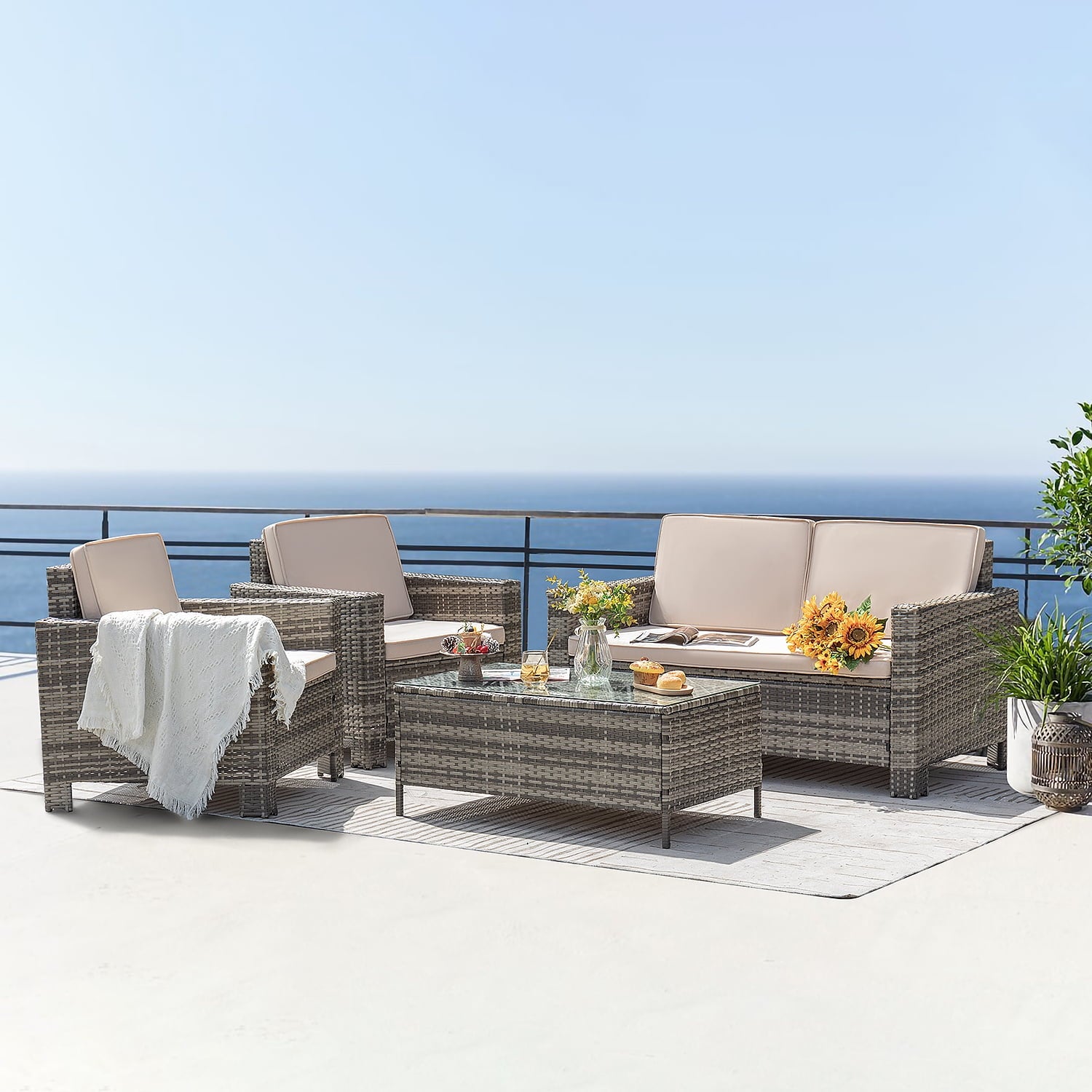 homall-patio-furniture-sitzgruppe-4-teilig-beige-rattan image 8