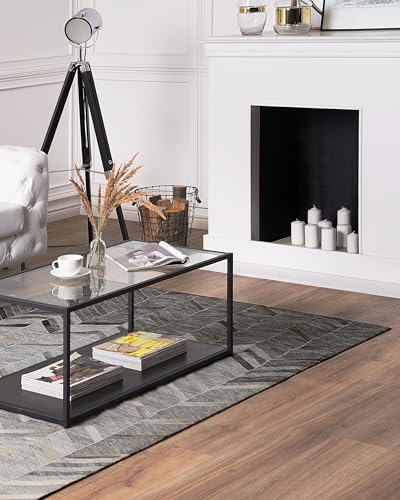 beliani-arkum-teppich-140x200-grau-leder-zickzack-muster image 8
