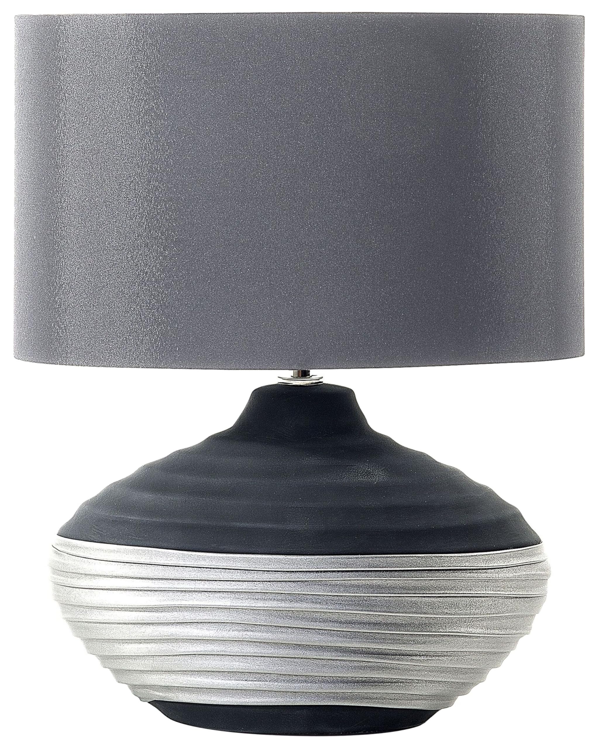 beliani-lima-tischlampe-grau-porzellan-kunstseide-e27 image 1