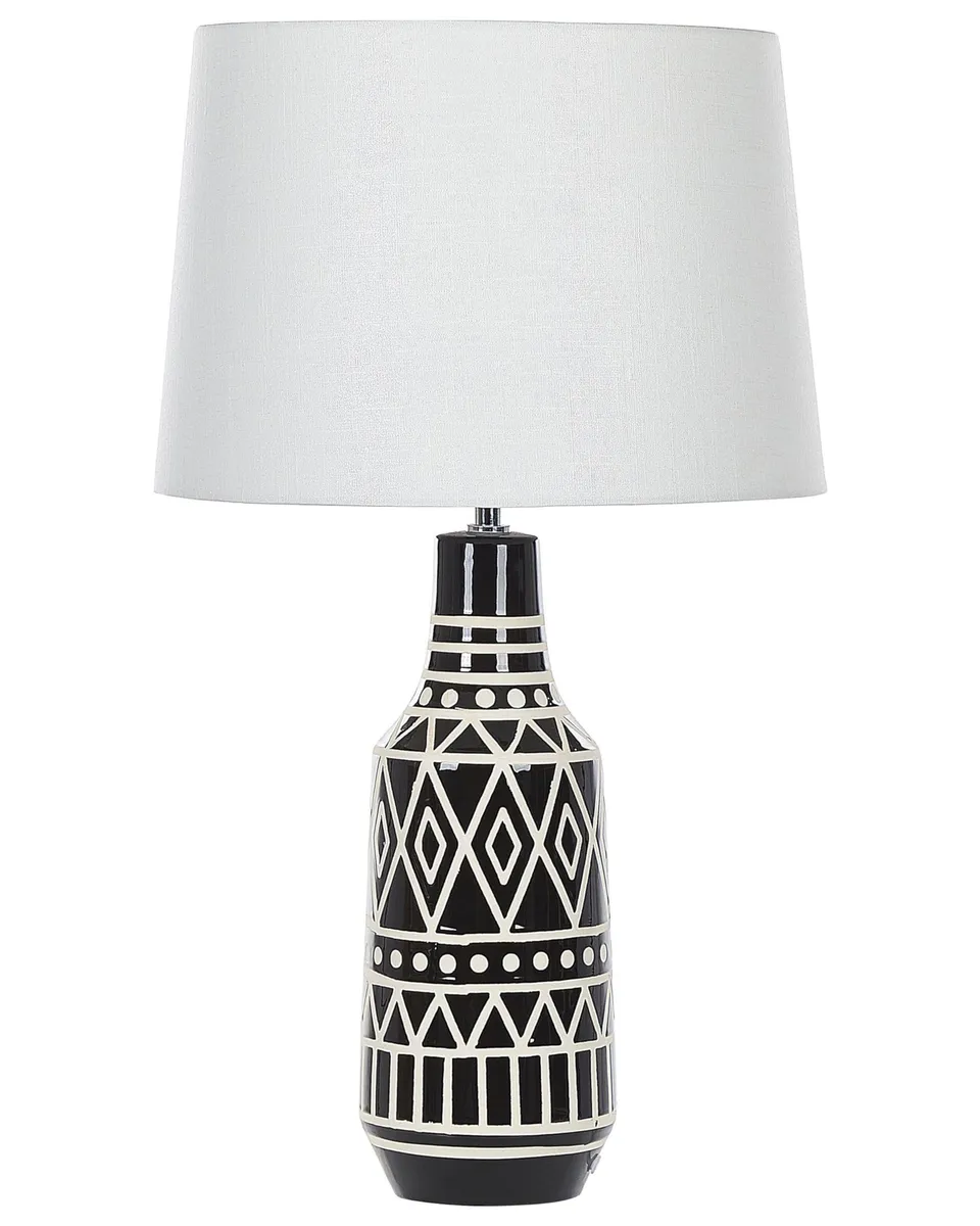 beliani-shabelle-tischlampe-keramik-ethnomotiv-68-cm-schwarz image 1