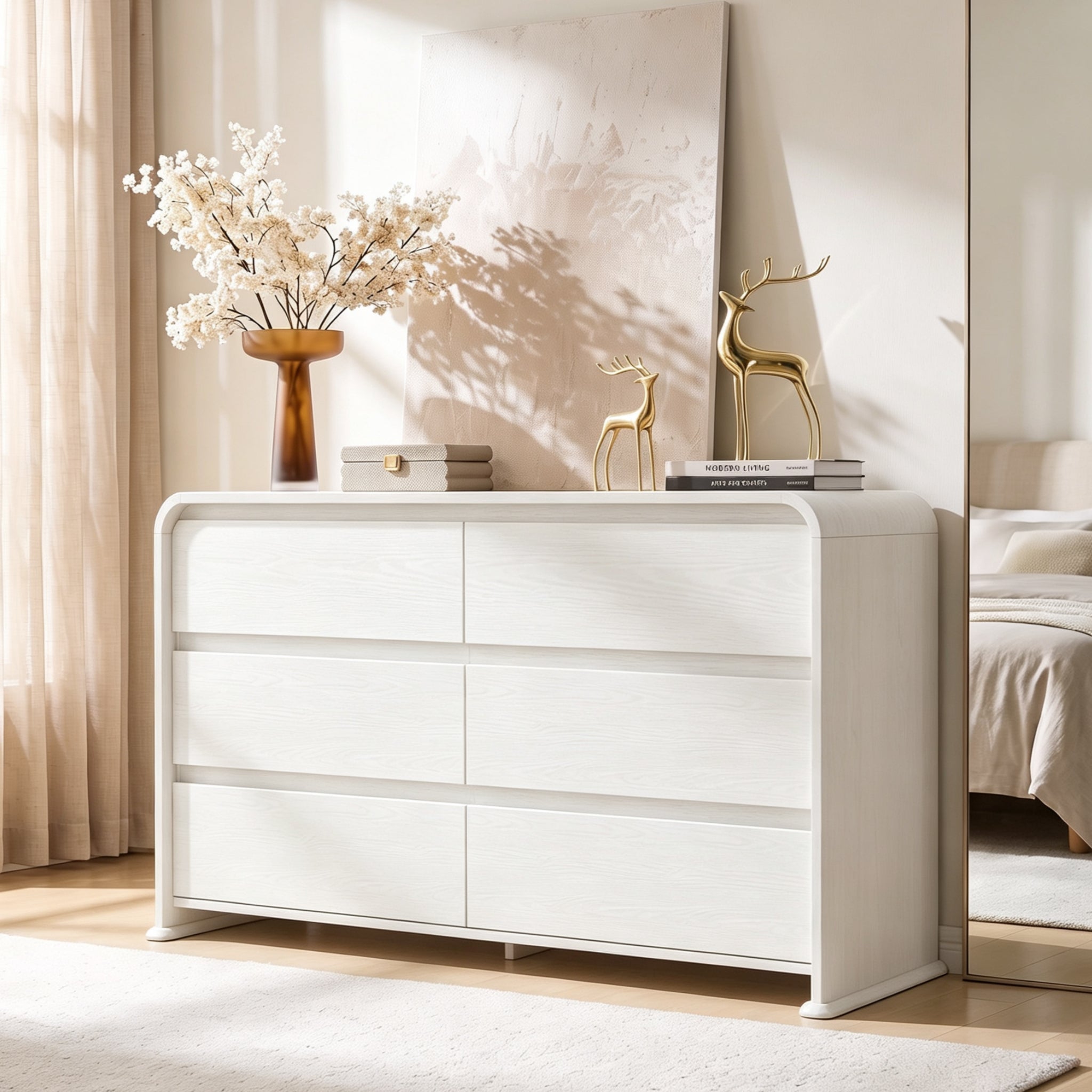 homall-bedroom-kommode-6-schubladen-natur-holz-grifflos image 3