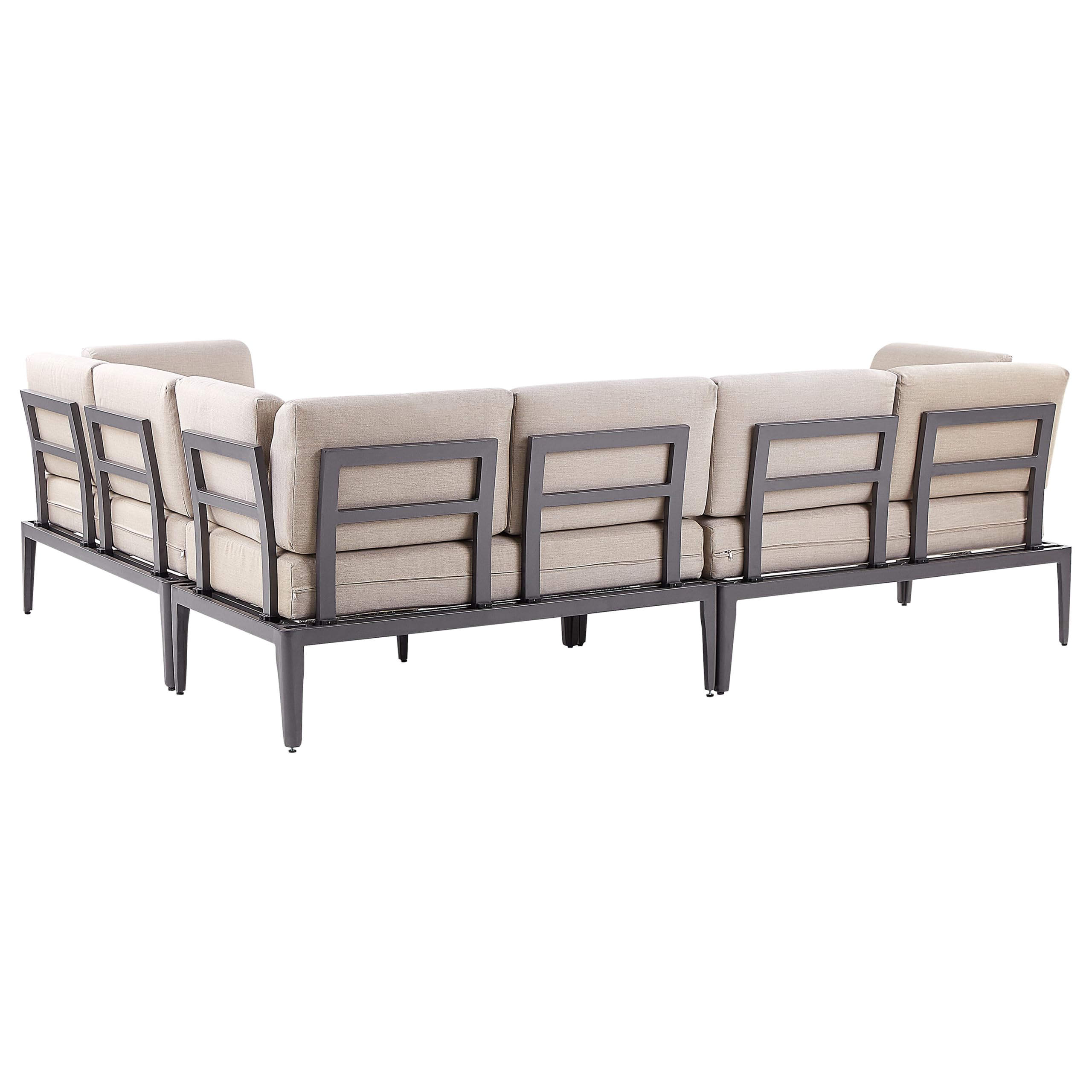 beliani-rima-iii-lounge-set-aluminium-grau-beige-6-personen image 8