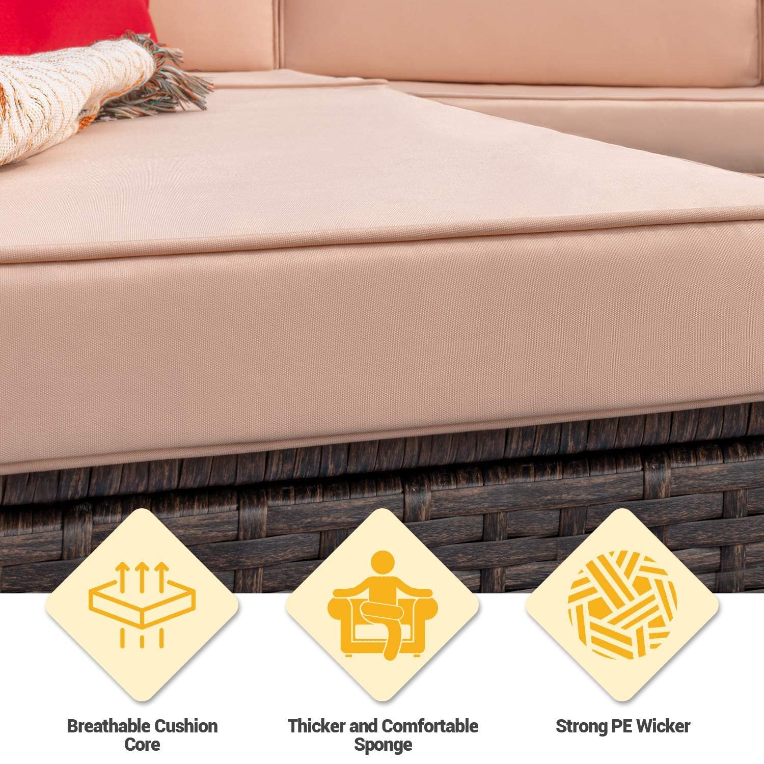 homall-patio-furniture-lounge-set-beige-5-teilig-rattan image 2