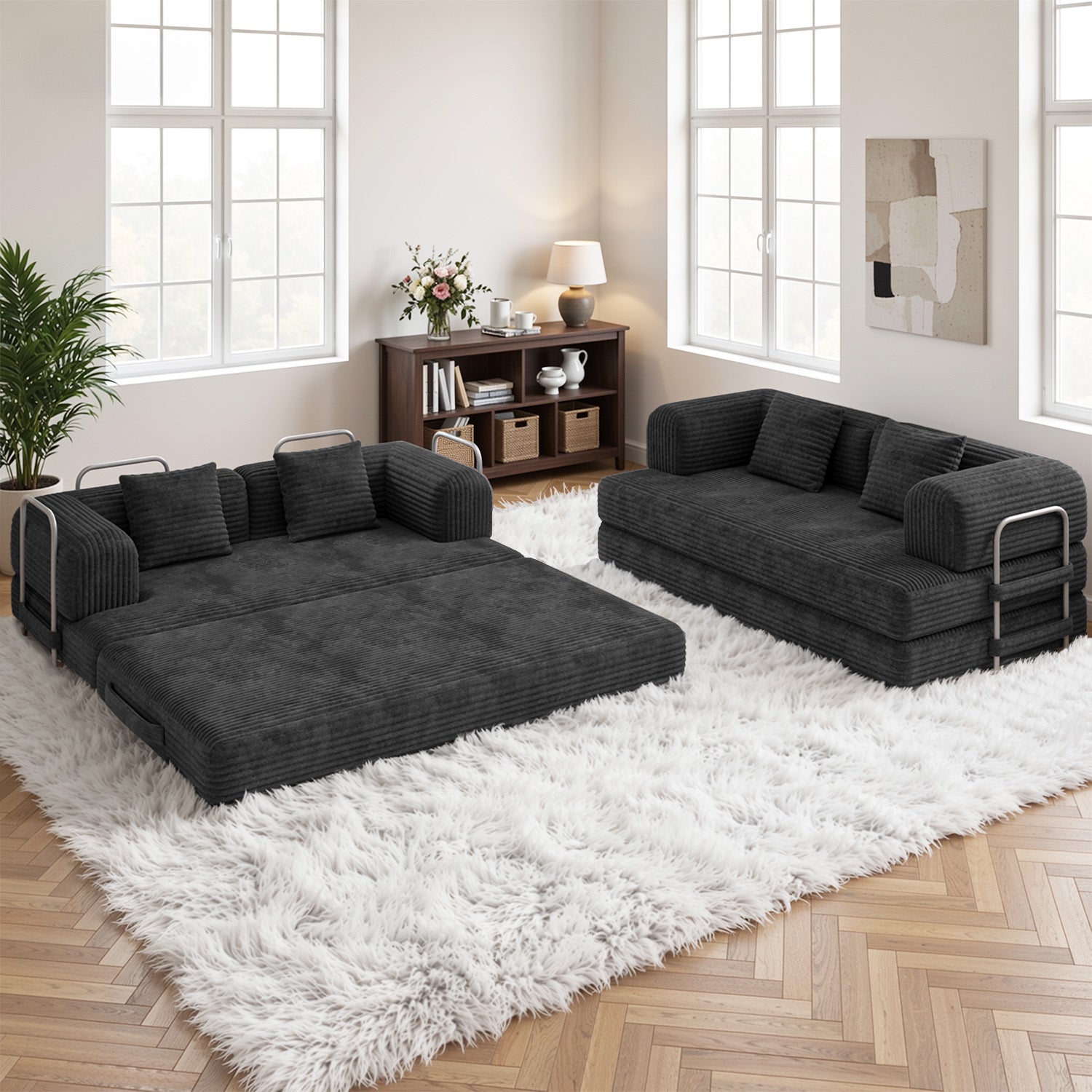 bealife-ar62-schlafsofa-160cm-cord-schwarz-mit-schlaffunktion image 2
