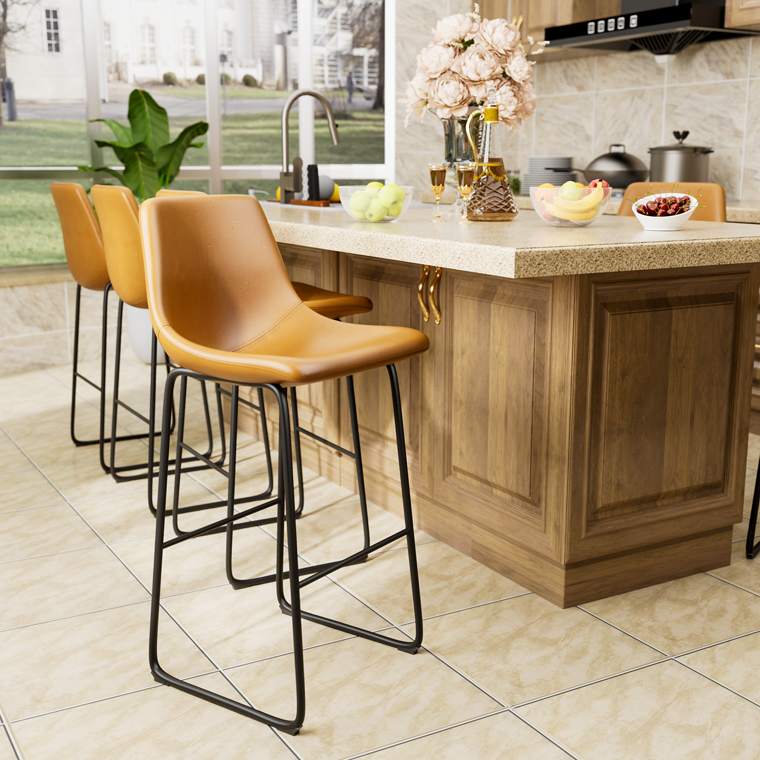 homall-bar-stool-tresenhocker-pu-leder-hellbraun-2er-set image 5