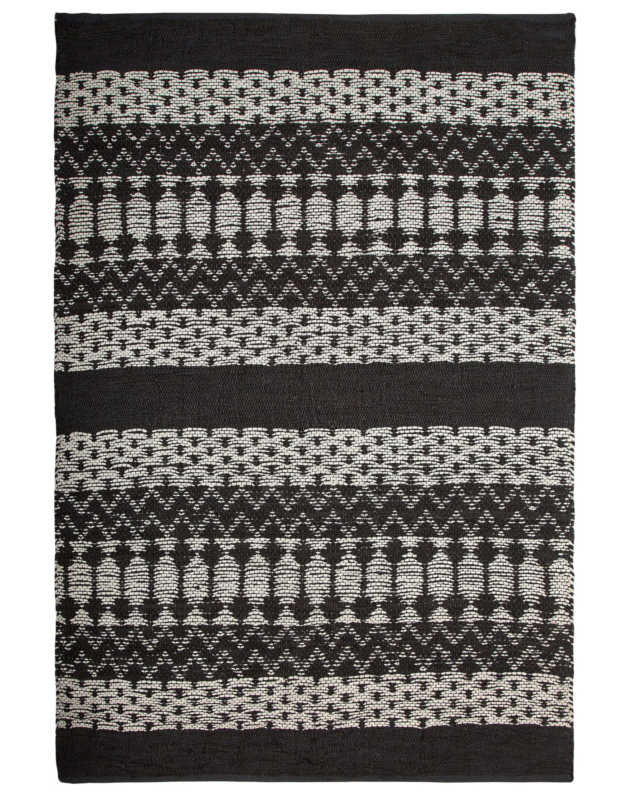 beliani-sokun-teppich-140x200-cm-schwarz-beige-kurzflor-leder image 1