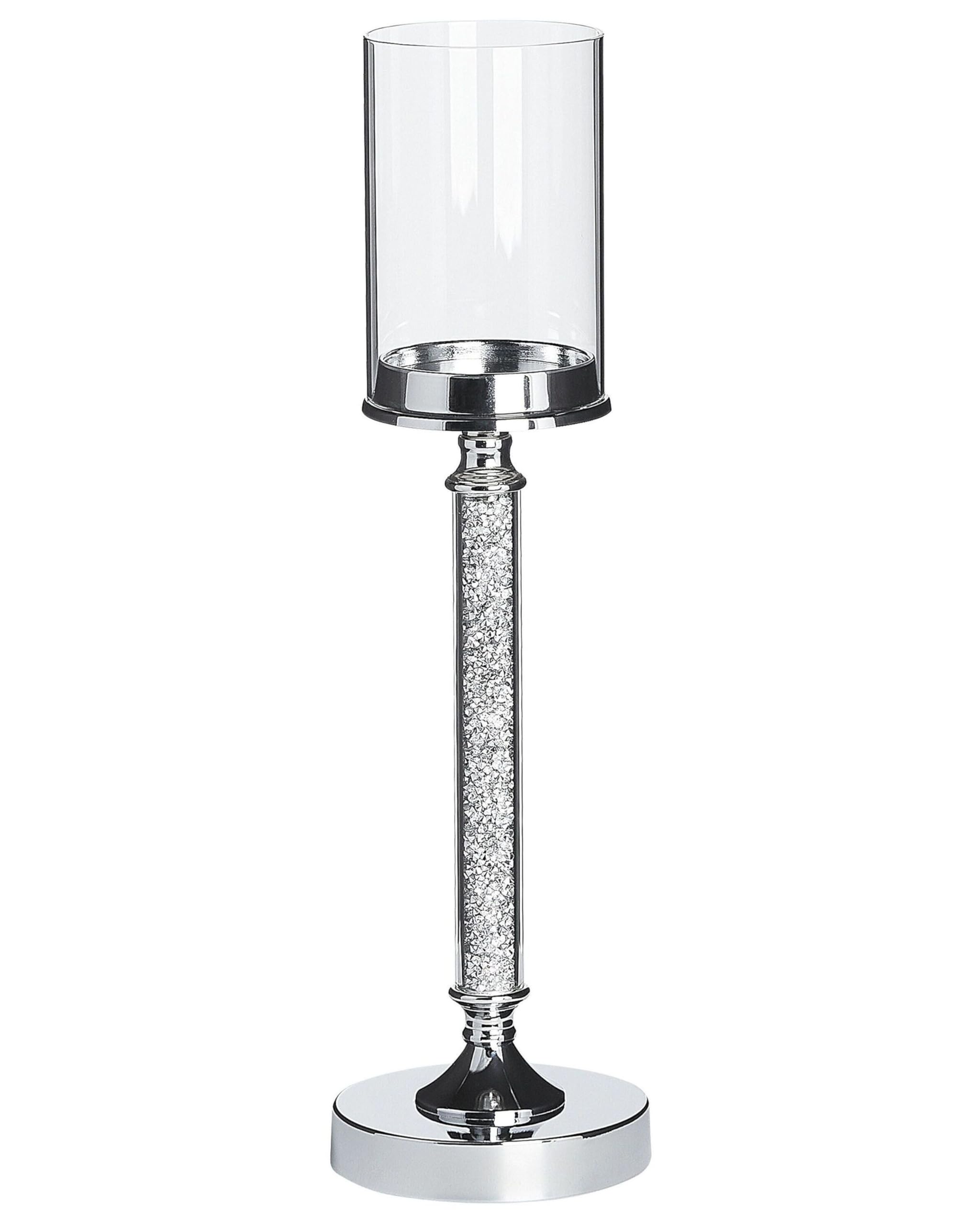 beliani-abbeville-kerzenst-nder-silber-48-cm-metall-glas image 1
