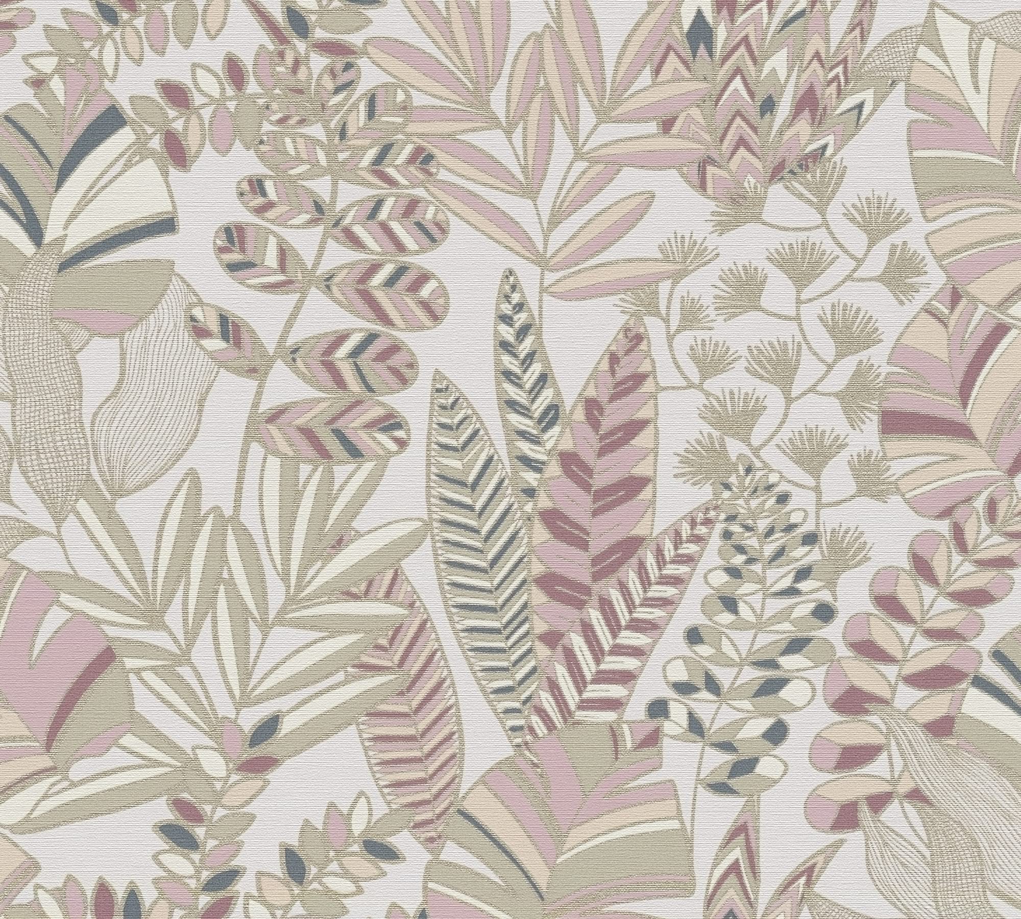 a-s-cr-ation-bl-tter-vliestapete-rosa-wei-gold-10-05-m image 5