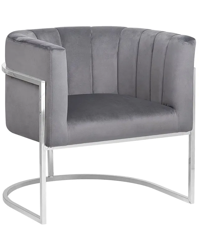 beliani-larvik-sessel-grau-cocktailsessel-samt-halbrund image 1