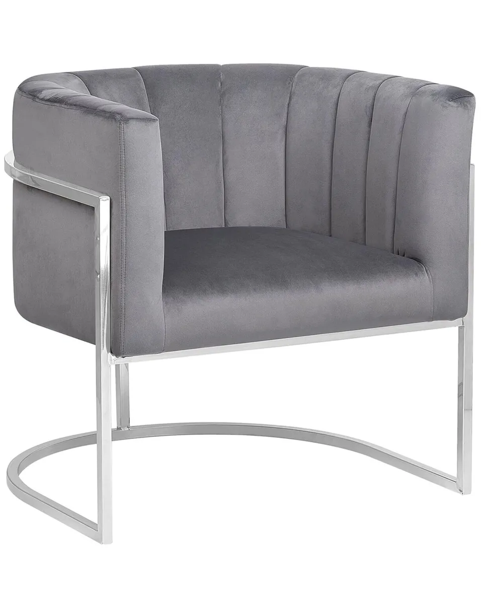 beliani-larvik-sessel-grau-cocktailsessel-samt-halbrund image 1